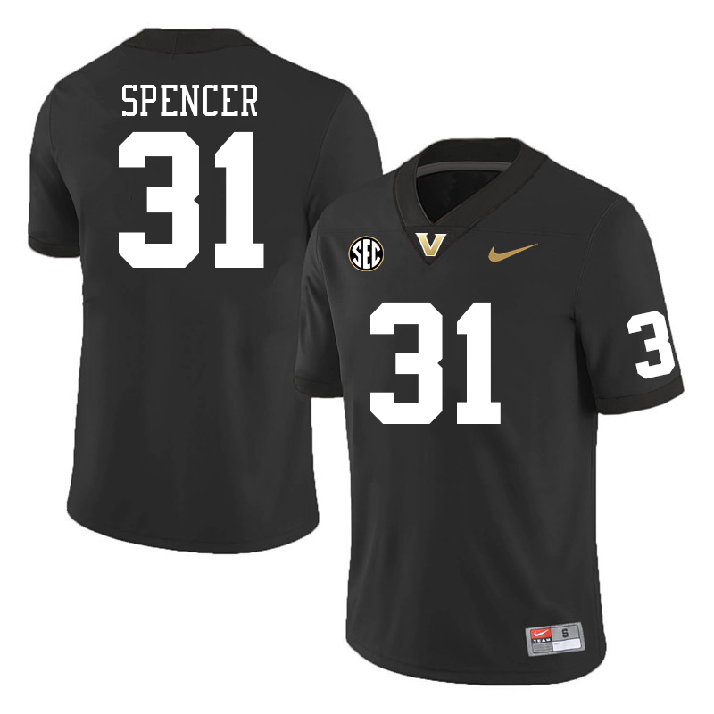 Vanderbilt Commodores #31 Michael Spencer College Football Jerseys Sale Stitched-Black
